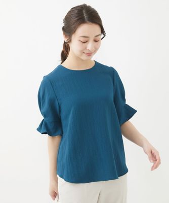 ＜MK MICHEL KLEIN（Women/小さいサイズ）＞【小さいサイズ】タックスリーブブラウス／洗える