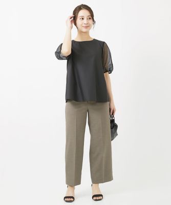 【小さいサイズ】スクエアメッシュスリーブブラウス／洗える