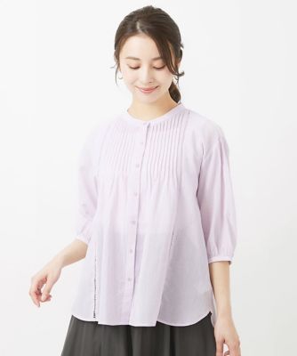 ＜MK MICHEL KLEIN（Women/小さいサイズ）＞【小さいサイズ】ピンタックデザインシアーコットンブラウス／洗える