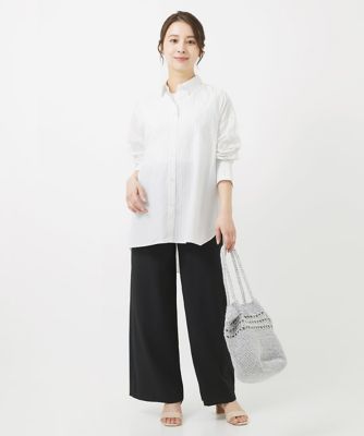 【小さいサイズ】ストライプ柄オーバーシャツブラウス／洗える