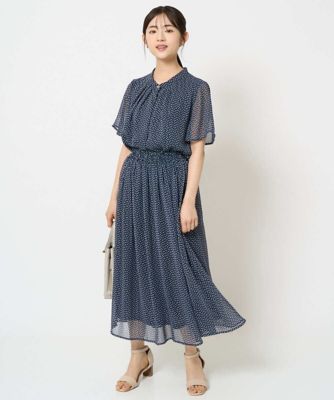 【小さいサイズ】スクエアドット柄フレアスリーブブラウス/洗える/セットアップ対応 小さいサイズ】スクエアドット柄フレアスリーブブラウス／洗える