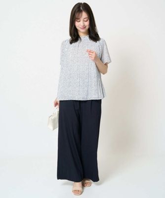 小さいサイズ】ランダムドット柄プリーツブラウス／洗える | MK