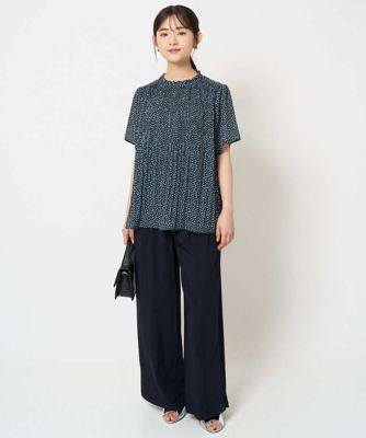【小さいサイズ】ランダムドット柄プリーツブラウス／洗える