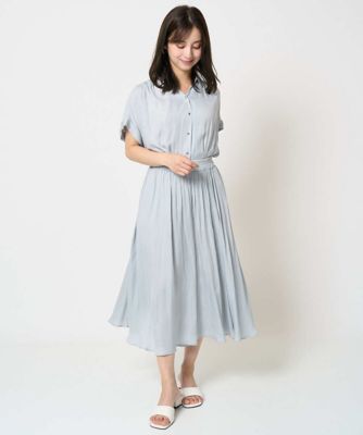 【小さいサイズ】メタル釦デザイン　サテン地ブラウス／接触冷感／洗える