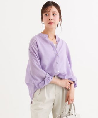 小さいサイズ】［接触冷感／通気性／洗える］ラミーリネン混シャツ