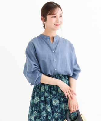 小さいサイズ】［接触冷感／通気性／洗える］ラミーリネン混シャツ
