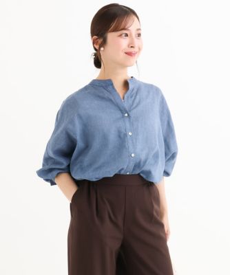 小さいサイズ】［接触冷感／通気性／洗える］ラミーリネン混シャツ
