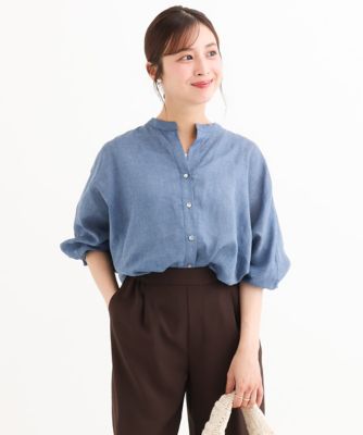 小さいサイズ】［接触冷感／通気性／洗える］ラミーリネン混シャツ
