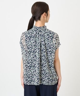 【小さいサイズ】小花柄シフォンブラウス／２ｗａｙ／洗える