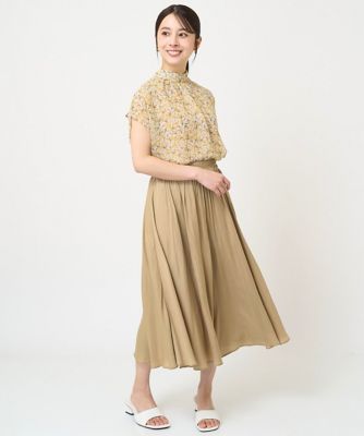【小さいサイズ】小花柄シフォンブラウス／２ｗａｙ／洗える