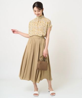【小さいサイズ】小花柄シフォンブラウス／２ｗａｙ／洗える