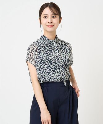 ＜MK MICHEL KLEIN（Women/小さいサイズ）＞【小さいサイズ】小花柄シフォンブラウス／２ｗａｙ／洗える