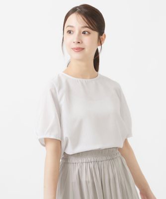 【小さいサイズ】ピンストライプ柄シアーブラウス／洗える