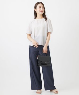 【小さいサイズ】ピンストライプ柄シアーブラウス／洗える