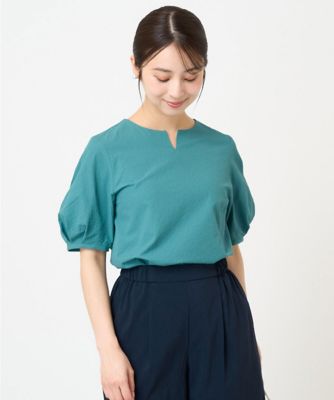 【小さいサイズ】ドビーキーネックブラウス/洗える 小さいサイズ】ドビーキーネックブラウス／洗える | MK MICHEL