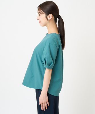 【小さいサイズ】ドビーキーネックブラウス/洗える 小さいサイズ】ドビーキーネックブラウス／洗える | MK MICHEL