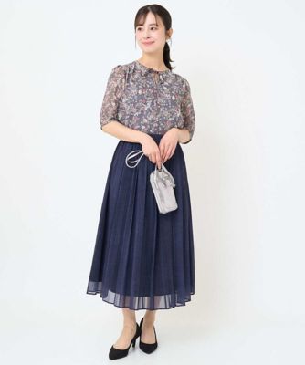 小さいサイズ】フラワードットプリントシフォンブラウス／洗濯機で