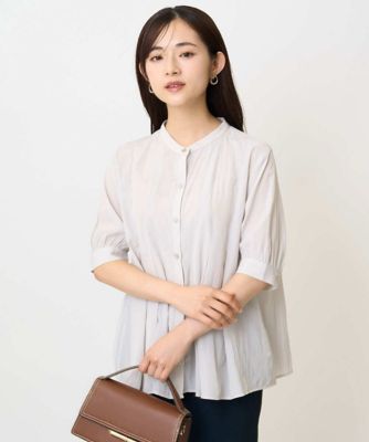 MK MICHEL KLEIN（Women/小さいサイズ）/エムケーミッシェルクラン 【小さいサイズ】五分袖チュニックブラウス／ＵＶカット／接触冷感／洗える
