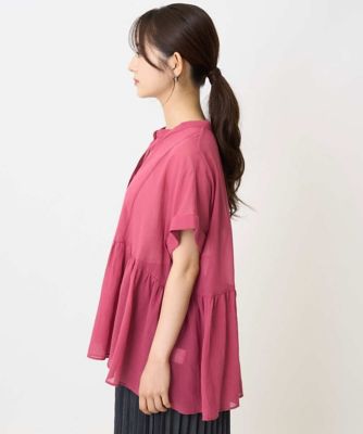 【小さいサイズ】コットンシフォンブラウス/接触冷感/洗える 小さいサイズ】コットンシフォンブラウス/接触冷感/洗える