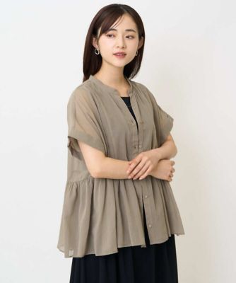 小さいサイズ】コットンシフォンブラウス／接触冷感／洗える