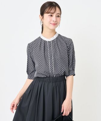 ＜MK MICHEL KLEIN（Women/小さいサイズ）＞【小さいサイズ】幾何プリント配色ブラウス／接触冷感／洗濯機で洗える