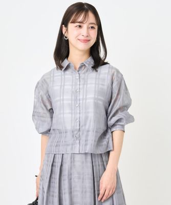 ＜MK MICHEL KLEIN（Women/小さいサイズ）＞【小さいサイズ】シアードビーチェックシャツブラウス／洗濯機で洗える