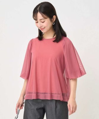 ＜MK MICHEL KLEIN（Women/小さいサイズ）＞【小さいサイズ】レイヤードチュールブラウス×タンクトップ／接触冷感／洗える