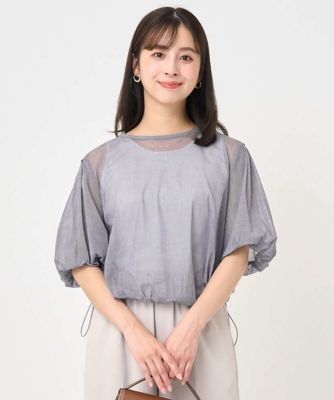 MK MICHEL KLEIN（Women/小さいサイズ）/エムケーミッシェルクラン デニム調シアーブラウス/洗濯機で洗える 91ライトグレー トップス【三越伊勢丹/公式】