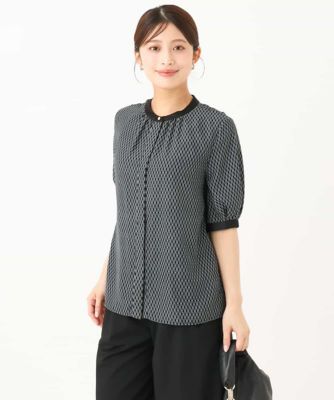 小さいサイズ】［洗える］ダイヤモチーフ幾何柄ブラウス | MK MICHEL