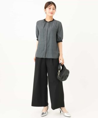 小さいサイズ】［洗える］ダイヤモチーフ幾何柄ブラウス | MK MICHEL