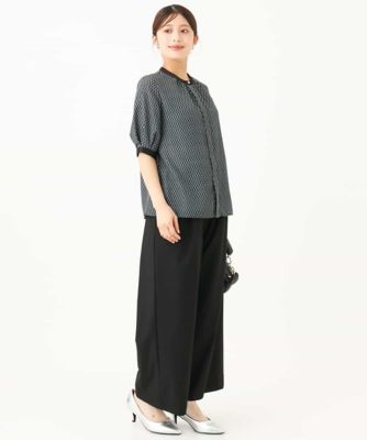 小さいサイズ】［洗える］ダイヤモチーフ幾何柄ブラウス | MK MICHEL