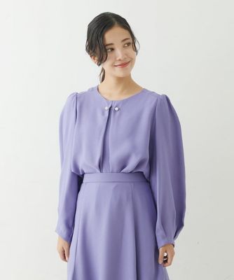＜MK MICHEL KLEIN（Women/小さいサイズ）＞【小さいサイズ】パールピン付きブラウス／洗える