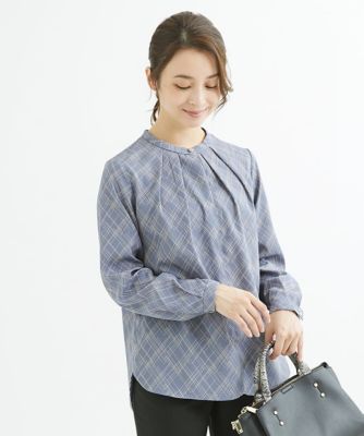 ＜MK MICHEL KLEIN（Women/小さいサイズ）＞【小さいサイズ】ランダムラインプリントブラウス／洗える