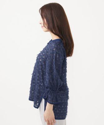 【小さいサイズ】フリンジカットジャガードブラウス／洗える