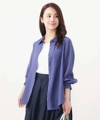＜MK MICHEL KLEIN（Women/小さいサイズ）＞【小さいサイズ】パール調釦シアーシャツブラウス／洗える