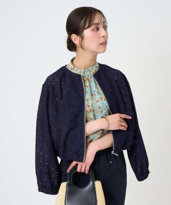 ＜MK MICHEL KLEIN（Women/小さいサイズ）＞【小さいサイズ】花柄ラッセルレースジップアップブルゾン／洗える
