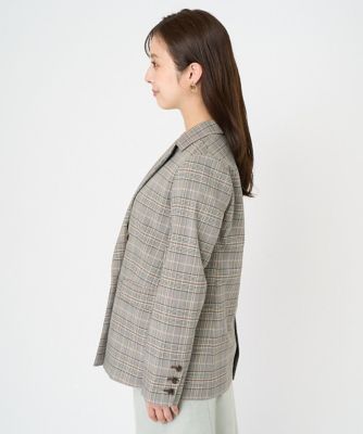 ✨未使用級 リネン✨タケオキクチ　サマージャケット　M　ダブルブレスト　チェック 小さいサイズ】ダブルブレストジャケット（チェック・無地