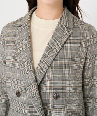 小さいサイズ】ダブルブレストジャケット（チェック・無地