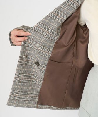 小さいサイズ】ダブルブレストジャケット（チェック・無地