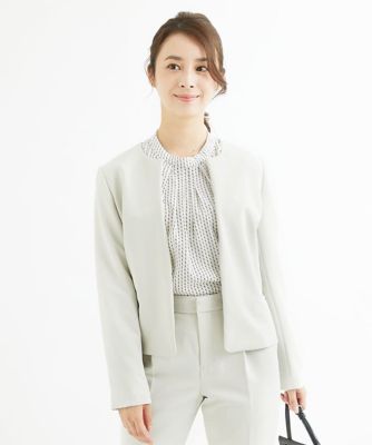 ＜MK MICHEL KLEIN（Women/小さいサイズ）＞【小さいサイズ】ダブルクロスノーカラージャケット／洗える