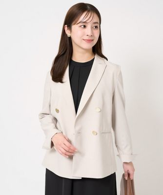 送料無料 キャンバス メランジ シングルブレスト ジャケット 小さいサイズ／セットアップ対応］リネンライクダブルブレスト