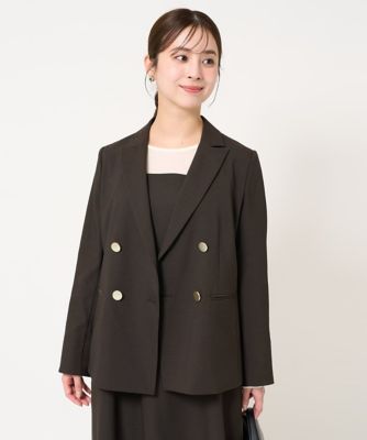 ＜MK MICHEL KLEIN（Women/小さいサイズ）＞【小さいサイズ】リネンライク　ダブルブレストジャケット／洗える
