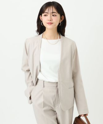 ＜MK MICHEL KLEIN（Women/小さいサイズ）＞【小さいサイズ】ドライタッチストレッチ　カラーレスジャケット／イージーケア／洗濯機で洗える