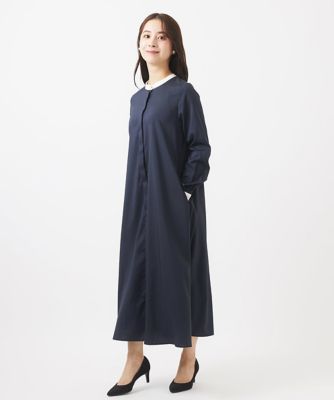 【小さいサイズ】配色デザインＡラインシルエットワンピース／洗える