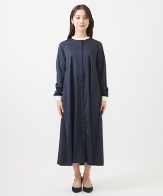 【小さいサイズ】配色デザインＡラインシルエットワンピース／洗える
