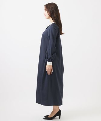 【小さいサイズ】配色デザインＡラインシルエットワンピース／洗える
