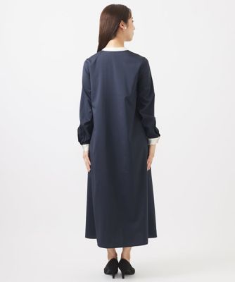 【小さいサイズ】配色デザインＡラインシルエットワンピース／洗える