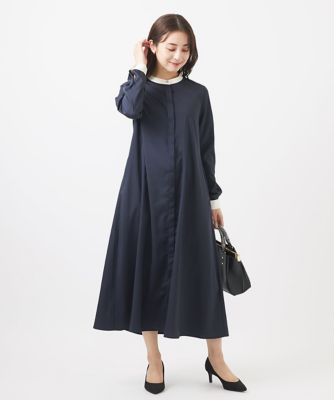 【小さいサイズ】配色デザインＡラインシルエットワンピース／洗える