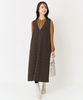 ＜MK MICHEL KLEIN（Women/小さいサイズ）＞【小さいサイズ】ラメチェックジャンパースカート／前後２ｗａｙ／洗える