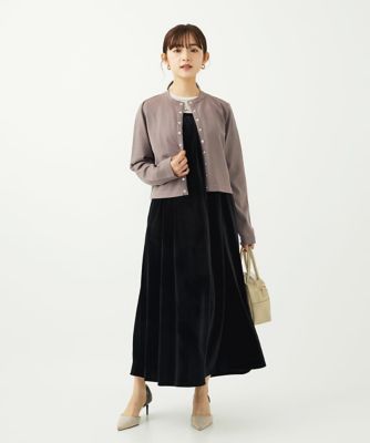 小さいサイズ】スノーベロア ショルダーストラップワンピース／洗える